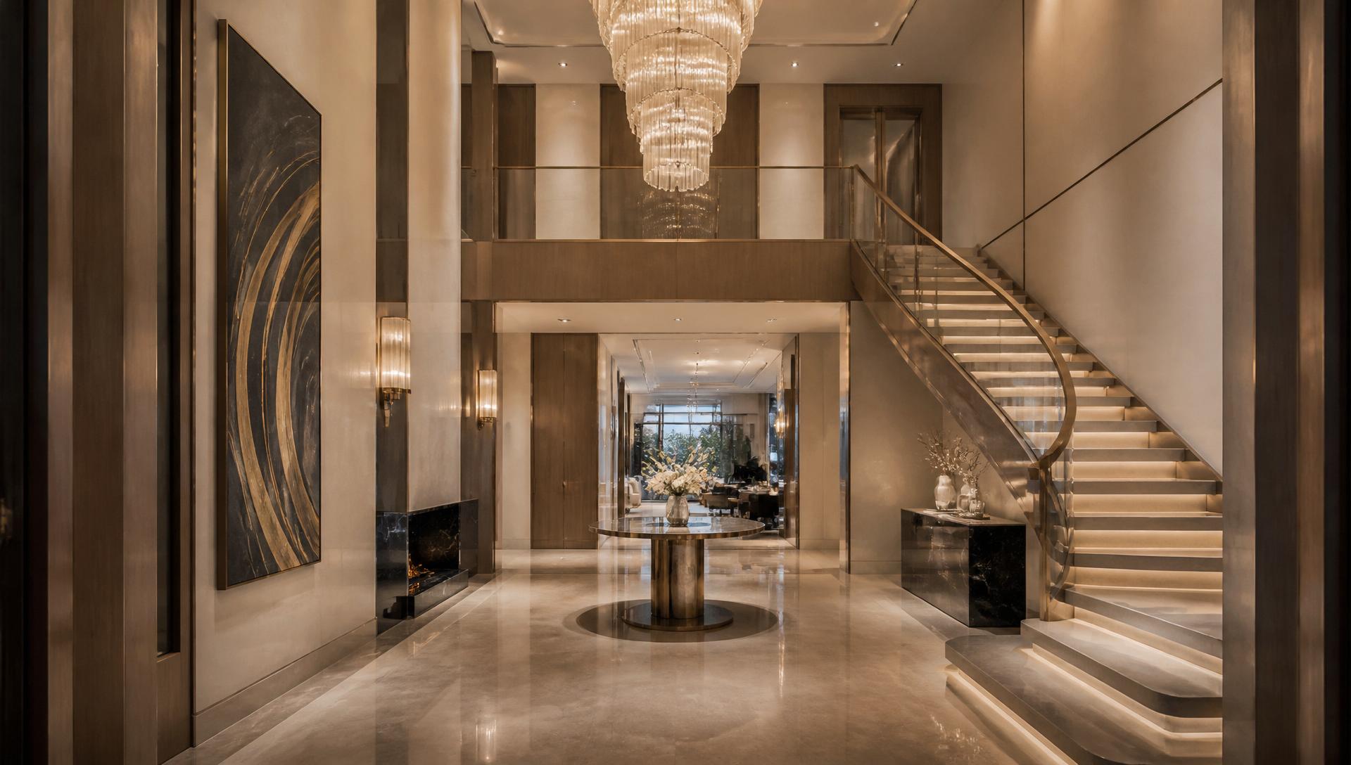 Grand foyer with high ceilings