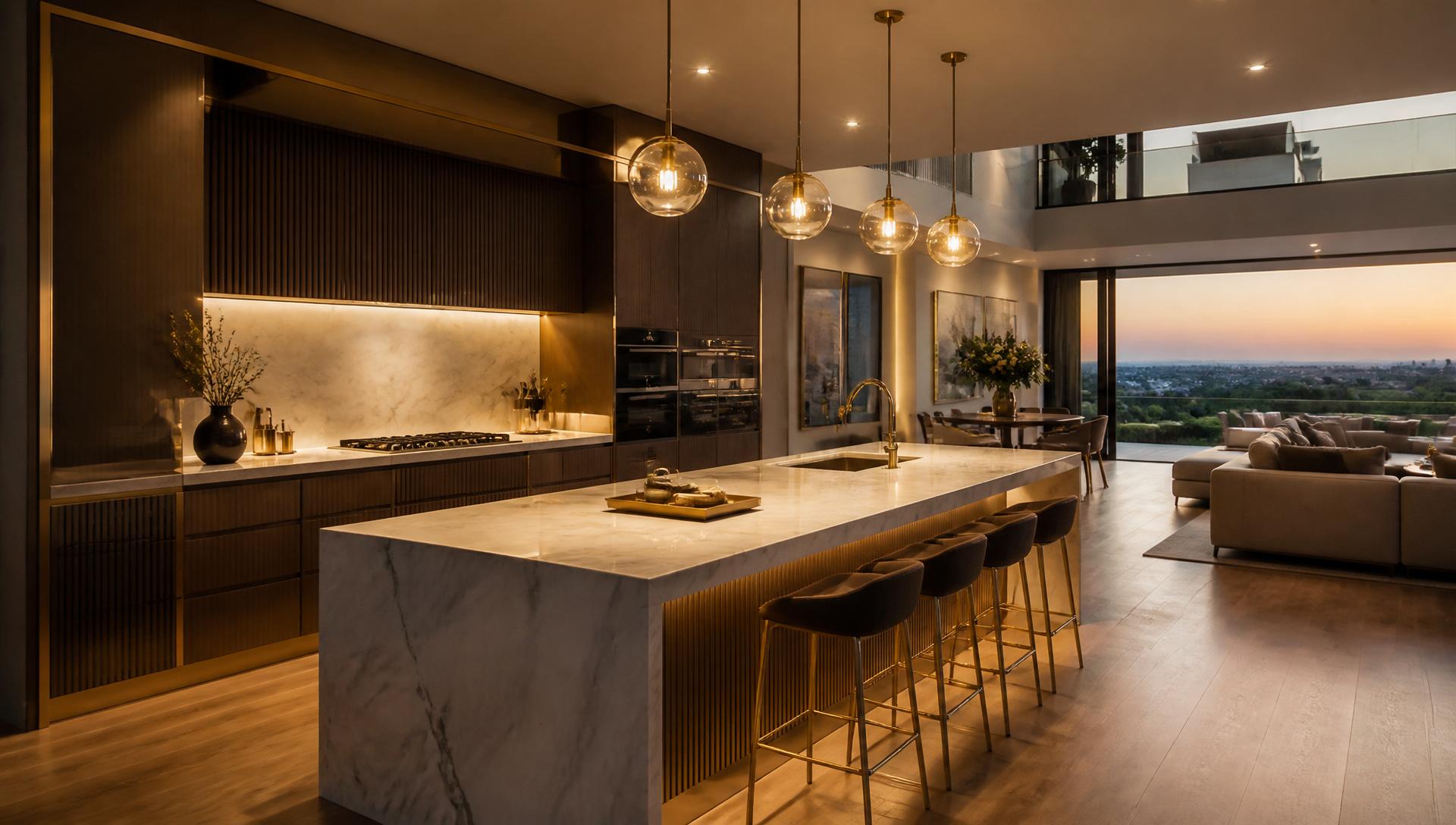 Open-plan luxury kitchen and living