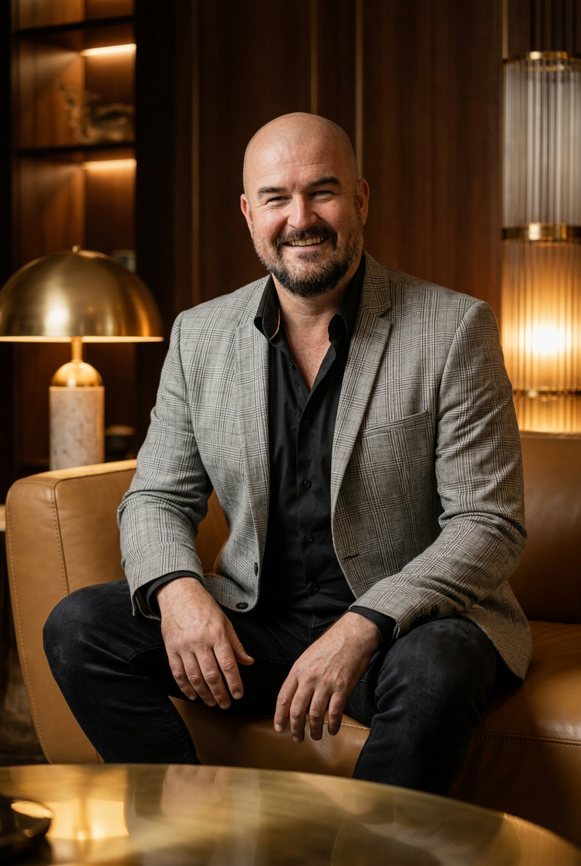 Tony Lawson seated in the luxury lounge